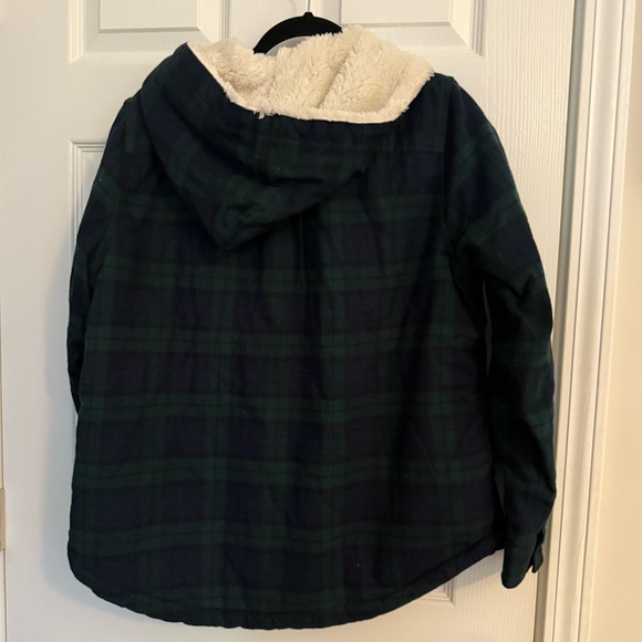 L.L. Bean Women's Scotch Plaid Flannel Shirt, Sherpa-Lined Zip Hoodie - Picture 3 of 4